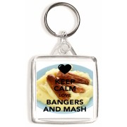 Keep Calm Love Bangers and Mash - Square Keyring