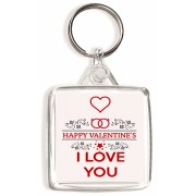 Happy Valentine's I Love You - Square Keyring