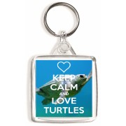 Keep Calm and Love Turtles - Square Keyring