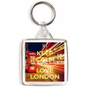 Keep Calm and Love London - Square Keyring