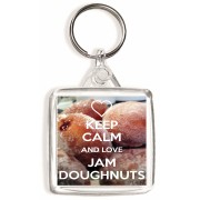 Keep Calm and Love Jam Doughnuts - Square Keyring