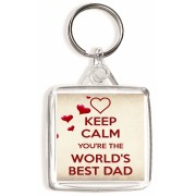 Keep Calm You're the World's Best Dad - Square Keyring
