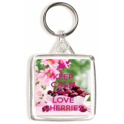 Keep Calm and Love Cherries - Square Keyring