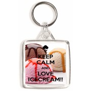 Keep Calm and Love Icecream!! - Square Keyring