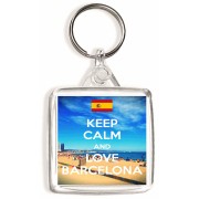 Keep Calm and Love Barcelona - Square Keyring
