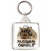 Keep Calm and Love Russian Gerbils - Square Keyring
