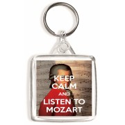 Keep Calm and Listen to Mozart - Square Keyring
