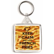 Keep Calm and Love French Fries - Square Keyring