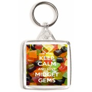 Keep Calm and Love Midget Gems - Square Keyring
