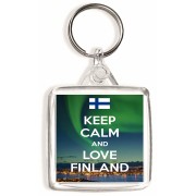 Keep Calm and Love Finland - Square Keyring