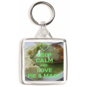 Keep Calm and Love Pie & Mash - Square Keyring