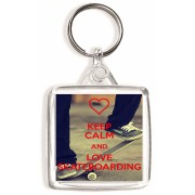 Keep Calm and Love Skateboarding - Square Keyring