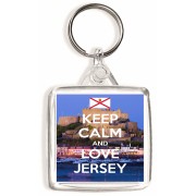 Keep Calm and Love Jersey - Square Keyring