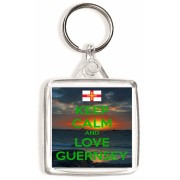 Keep Calm and Love Guernsey - Square Keyring