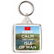 Keep Calm and Love Isle of Man - Square Keyring