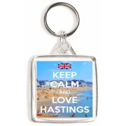 Keep Calm and Love Hastings - Square Keyring