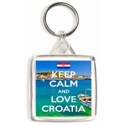Keep Calm and Love Croatia - Square Keyring