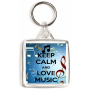 Keep Calm and Love Music - Square Keyring