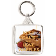 Keep Calm and Love Waffles - Square Keyring