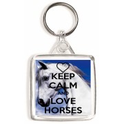 Keep Calm and Love Horses - Square Keyring