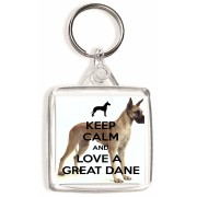 Keep Calm and Love a Great Dane - Square Keyring