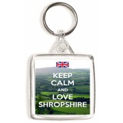 Keep Calm and Love Shropshire - Square Keyring