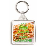 Keep Calm and Love Lasagne - Square Keyring
