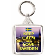 Keep Calm and Love Sweden - Square Keyring
