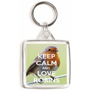 Keep Calm and Love Robins - Square Keyring