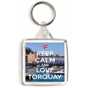 Keep Calm and Love Torquay - Square Keyring