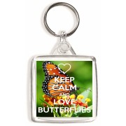 Keep Calm and Love Butterflies - Square Keyring