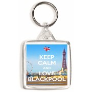 Keep Calm and Love Blackpool - Square Keyring