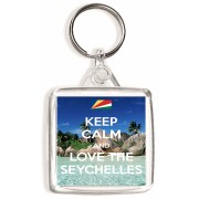 Keep Calm and Love the Seychelles - Square Keyring