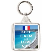 Keep Calm and Love Nice - Square Keyring