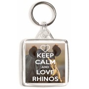 Keep Calm and Love Rhinos - Square Keyring