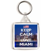 Keep Calm and Love Miami - Square Keyring