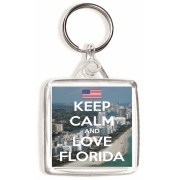 Keep Calm and Love Florida - Square Keyring