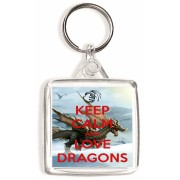 Keep Calm and Love Dragons - Square Keyring
