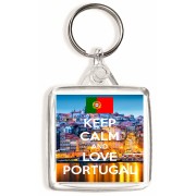 Keep Calm and Love Portugal - Square Keyring