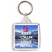 Keep Calm and Love Nepal - Square Keyring