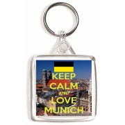 Keep Calm and Love Munich - Square Keyring