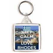 Keep Calm and Love Rhodes - Square Keyring