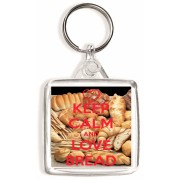 Keep Calm and Love Bread - Square Keyring