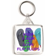 Keep Calm and Love Flip Flops - Square Keyring