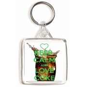 Keep Calm and Love Coke - Square Keyring
