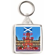 Keep Calm and Love Glasgow - Square Keyring