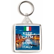 Keep Calm and Love Italy - Square Keyring