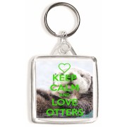 Keep Calm and Love Otters - Square Keyring