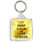 Keep Calm and Love Cheese - Square Keyring