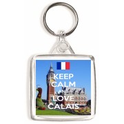 Keep Calm and Love Calais - Square Keyring
